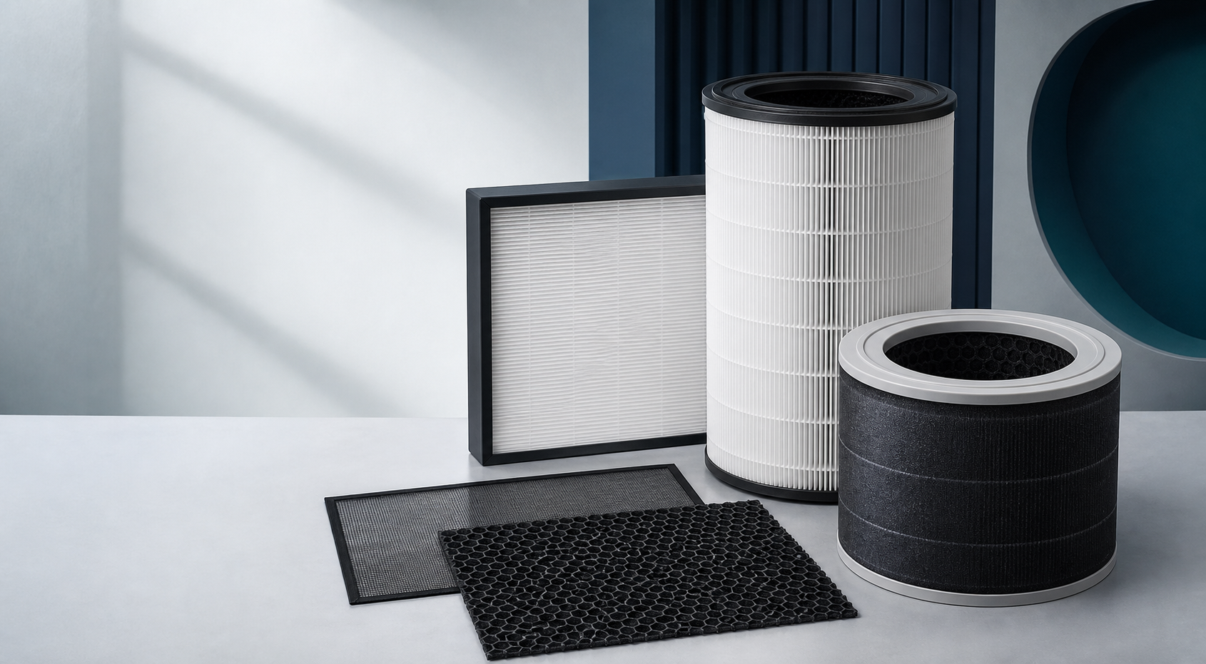 Unbranded cylindrical, panel and multi-layer air purifier replacement filters