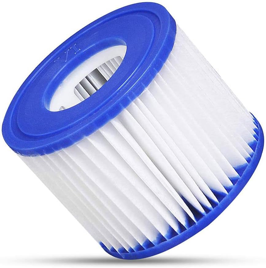 Blue and white pleated pool filter cartridge